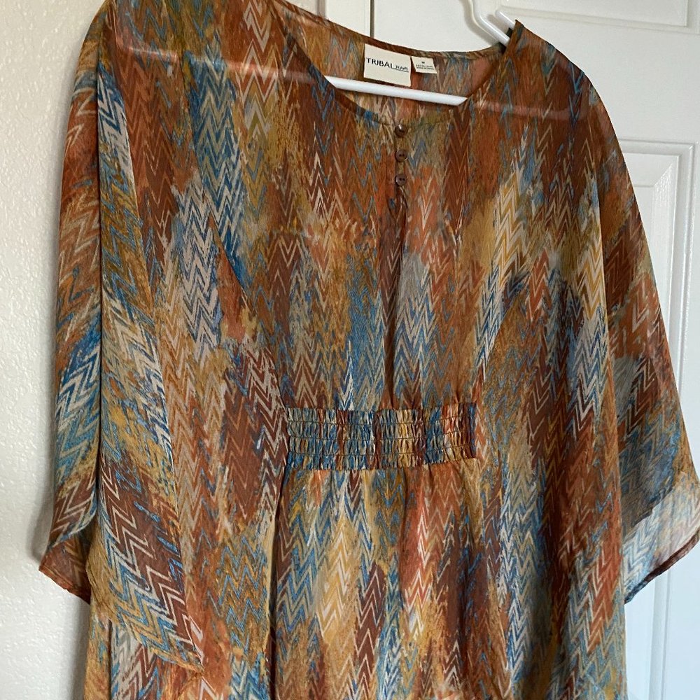 Tribal Jeans Sheer Poncho Medium